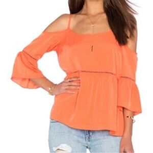 NWT Nordstrom’s 1. STATE Orange Cold Shoulder Top XS